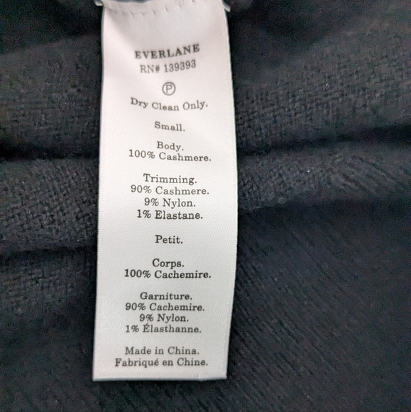 Everlane 100% Cashmere Black Mini Sweater Dress Turtleneck Long Sleeve Winter S - Picture 10 of 10